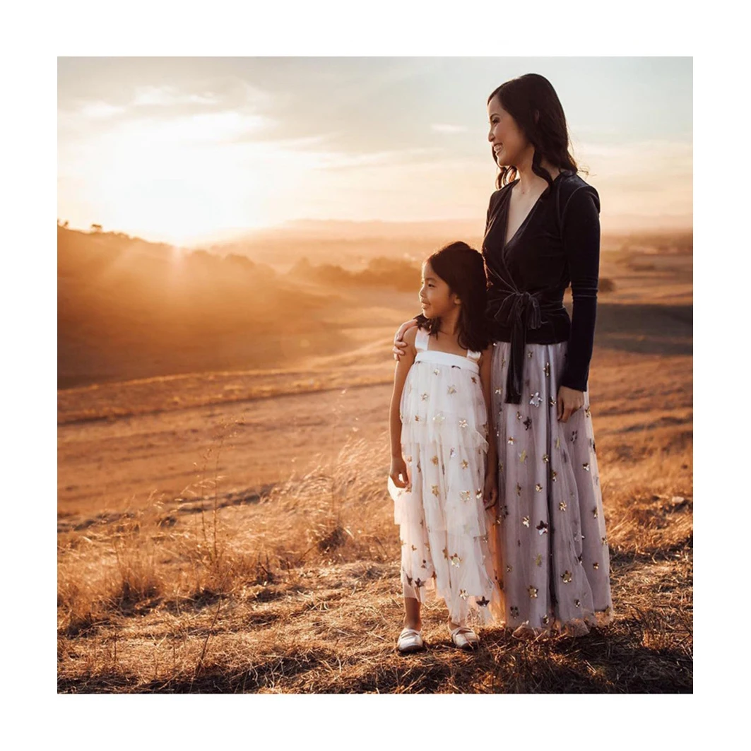 
Mesh Embroidery Star Skirt Half-length Skirt for Mothers and Daughters 