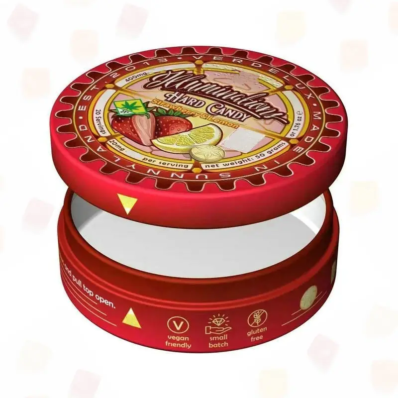 Custom Printing 3 Inches Diameter Round Child Proof Mints Tin Can for Chewing Gum Pills Tablets Recyclable Metal Box Packaging