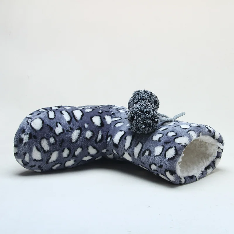 Trendy Dot Design Pattern Print Fleece With Bulb Decorative Soft Sherpa Lining Winter Indoor Women Boots