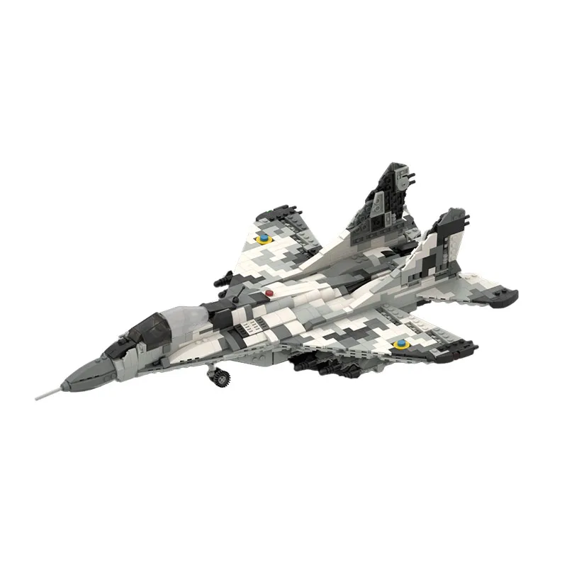 BuildMoc Ukraine Mig-29 The Ghost of Kyiv-1/35 Fighter Military Tactical Utility Model Kids Building Blocks Diy Bricks Toys