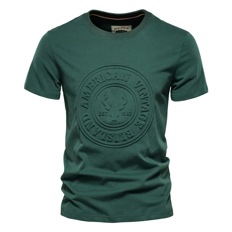Loose fit  Wholesale OEM Custom Fashion Embossed Tee shirt 100% Cotton Embossed T Shirt