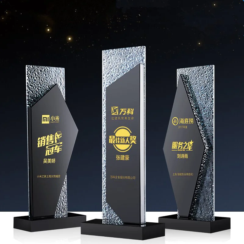 Newest Design Modern Black Crystal Trophy Award For Champion Gift