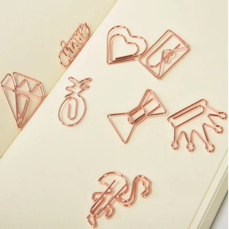 Yes shape paper clips LOVE letter metal rose gold paper clip for files folder