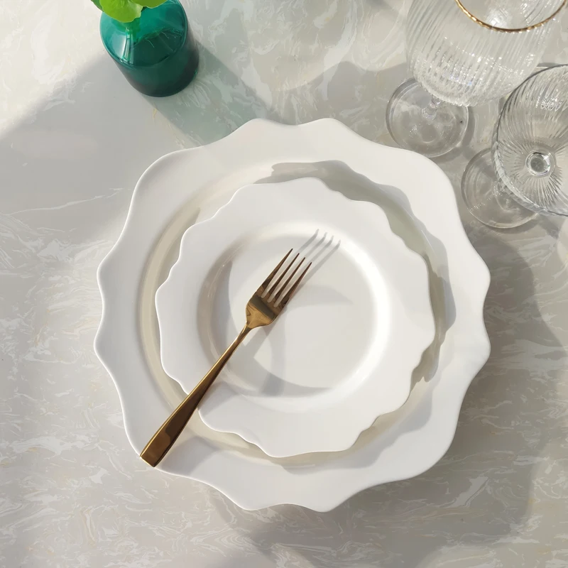 SY Dinnerware irregular white sunflower porcelain dinner sets restaurant plates