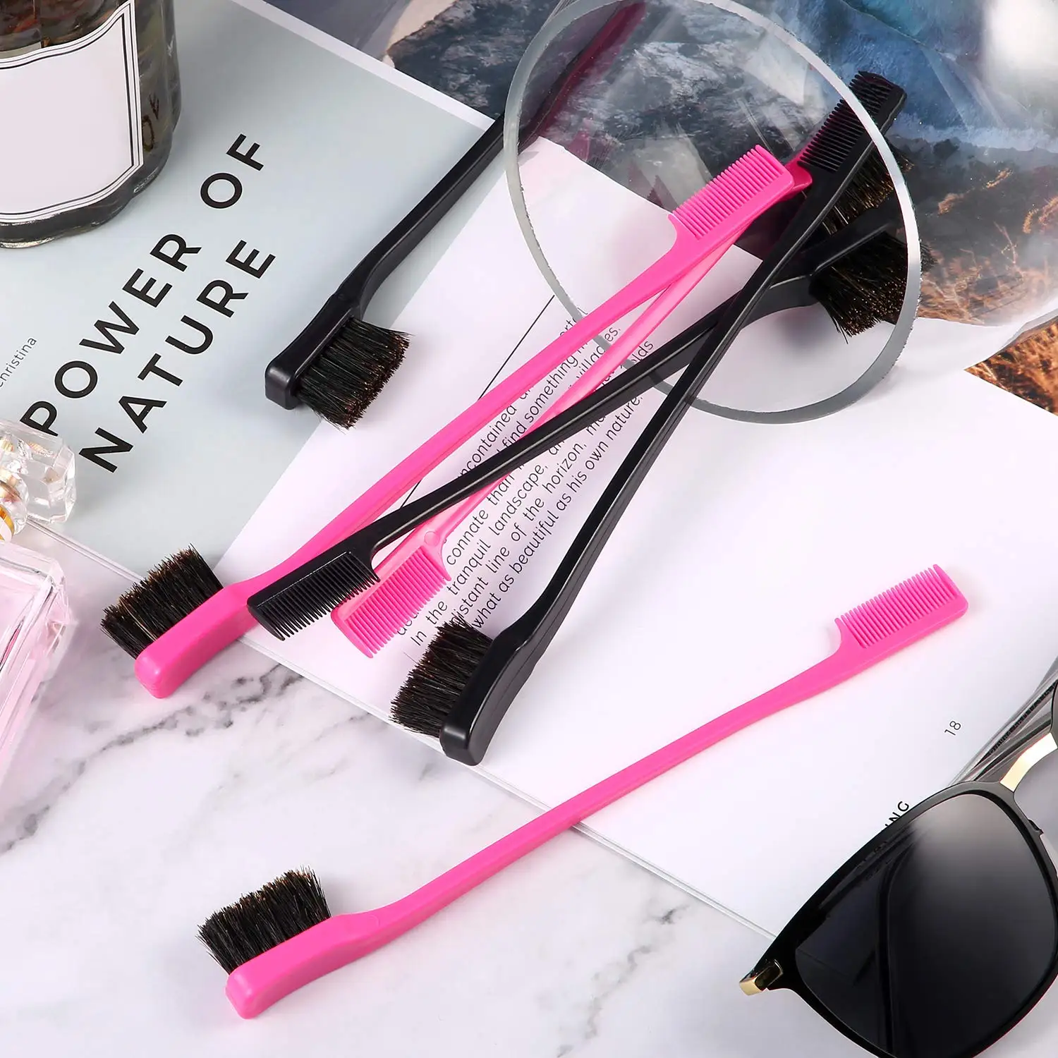 G&T Factory Price Hair Edges Brush Double Sided 2 In 1 Edge Control Hair Brushes Comb