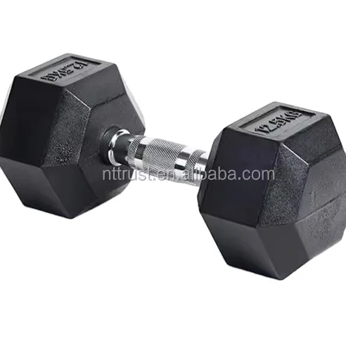 Wholesale Hot Sell Free Weight Fitness Equipment Rubber Hexagonal dumbbells