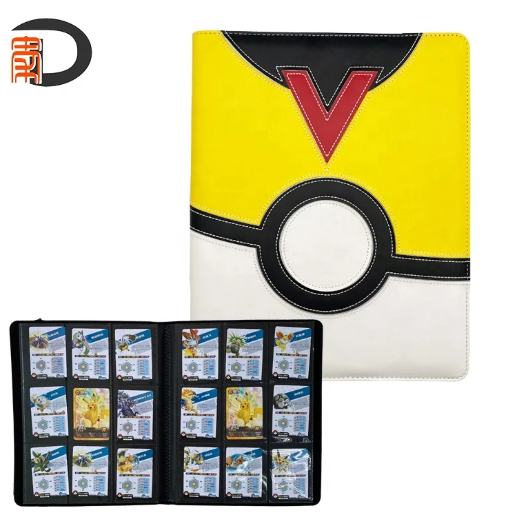 Pokemon Game Card PU Leather Collector Album 360 Pockets Custom Elastic Closure Folders With Pocket And Card Holders