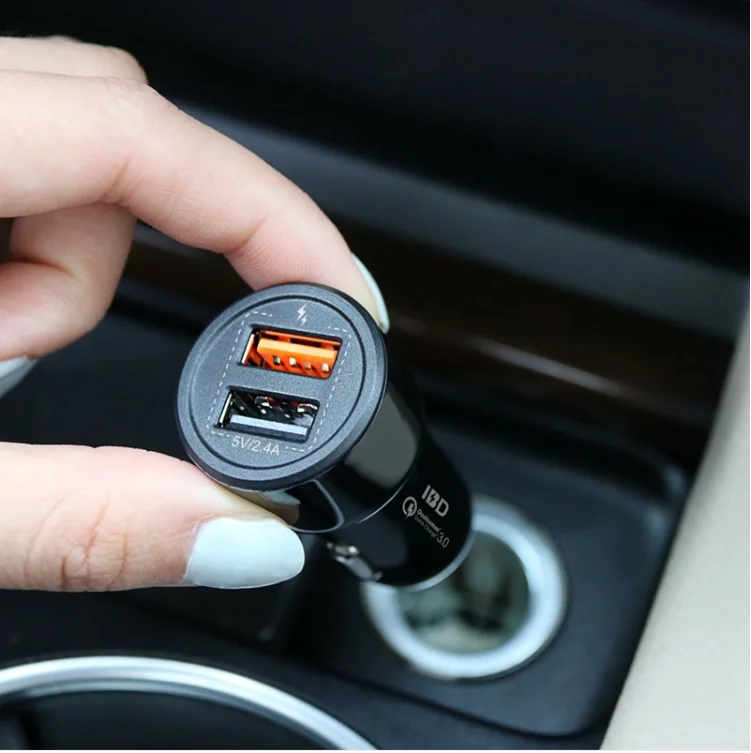  QC3.0 автомобильное зарядное устройство с двумя USB-портами для мобильного телефона хорошее