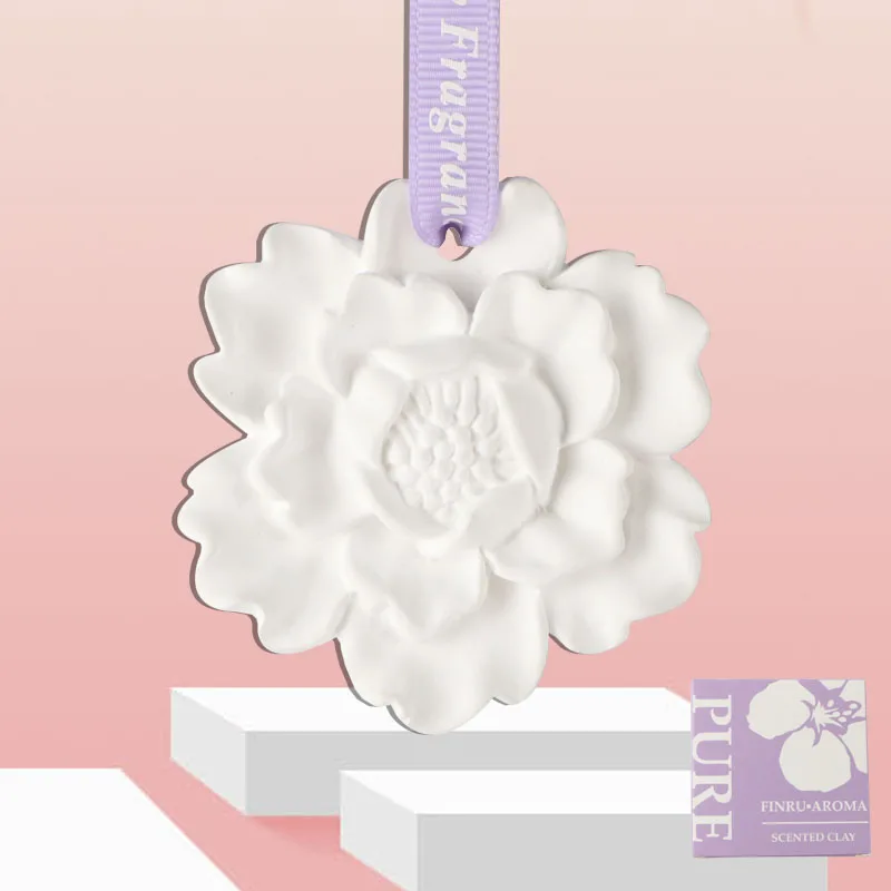 Wholesale Stocked Peony Flower Pendant Aromatherapy Scented Ceramic Aroma Porcelain Stone Essential Oil Fragrance Diffuser