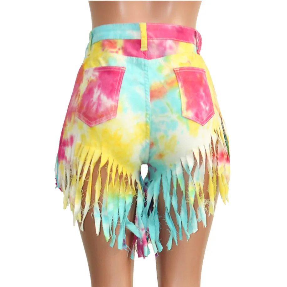 Оптовая продажа, женские модные шорты разных цветов, большие размеры, пикантные короткие джинсы с бахромой