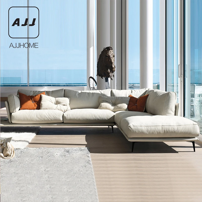 AJJ Italian style sofas de luxury small apartment living room sofa combination post-modern technology cloth down sofa Nordic S06
