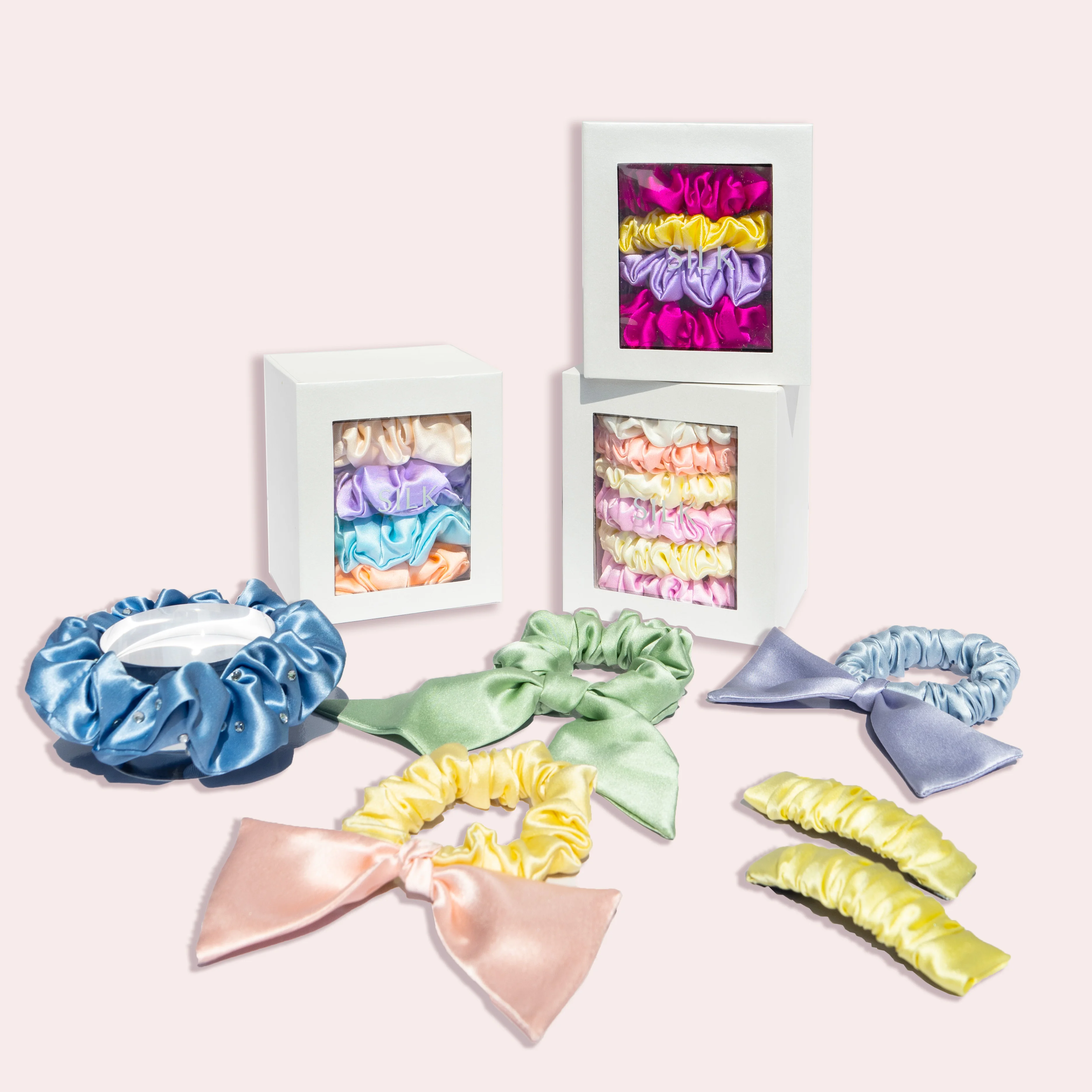 Custom Color 100% Mulberry Large Fancy Knotted Scrunchy Hair Elastic Ties 100%  Silk Hair Rope For Women