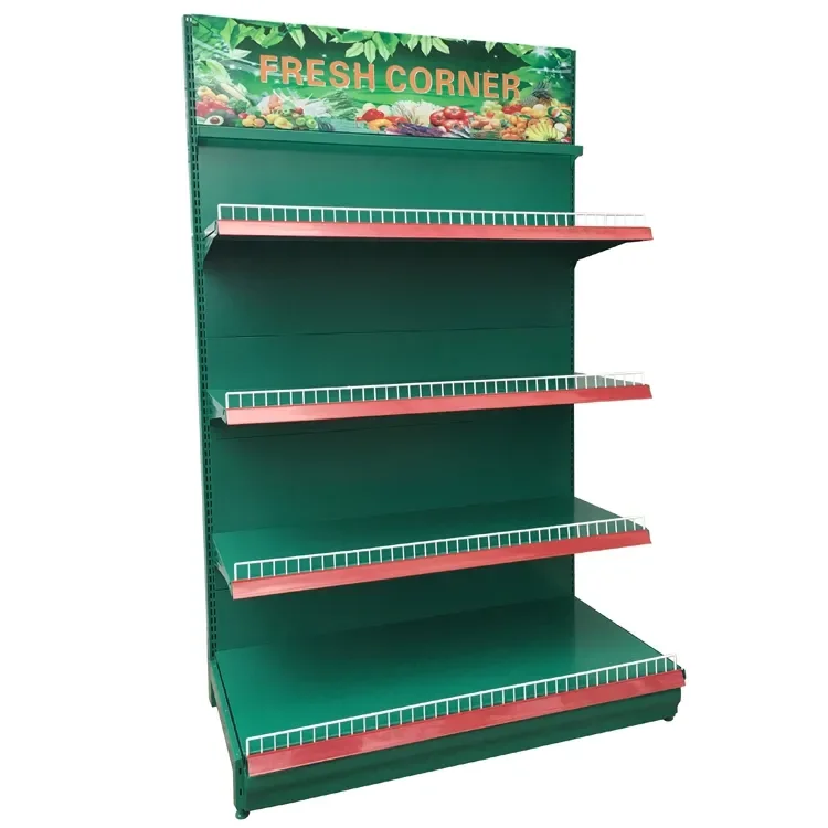 single double-sided supermarket vegetable fruit shelves store adjustable display racks