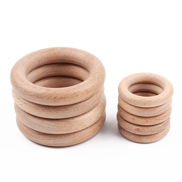 
Beech Wooden Rings Teethers DIY Necklace Pendant Baby Rattle Accessories Baby wooden teething ring 