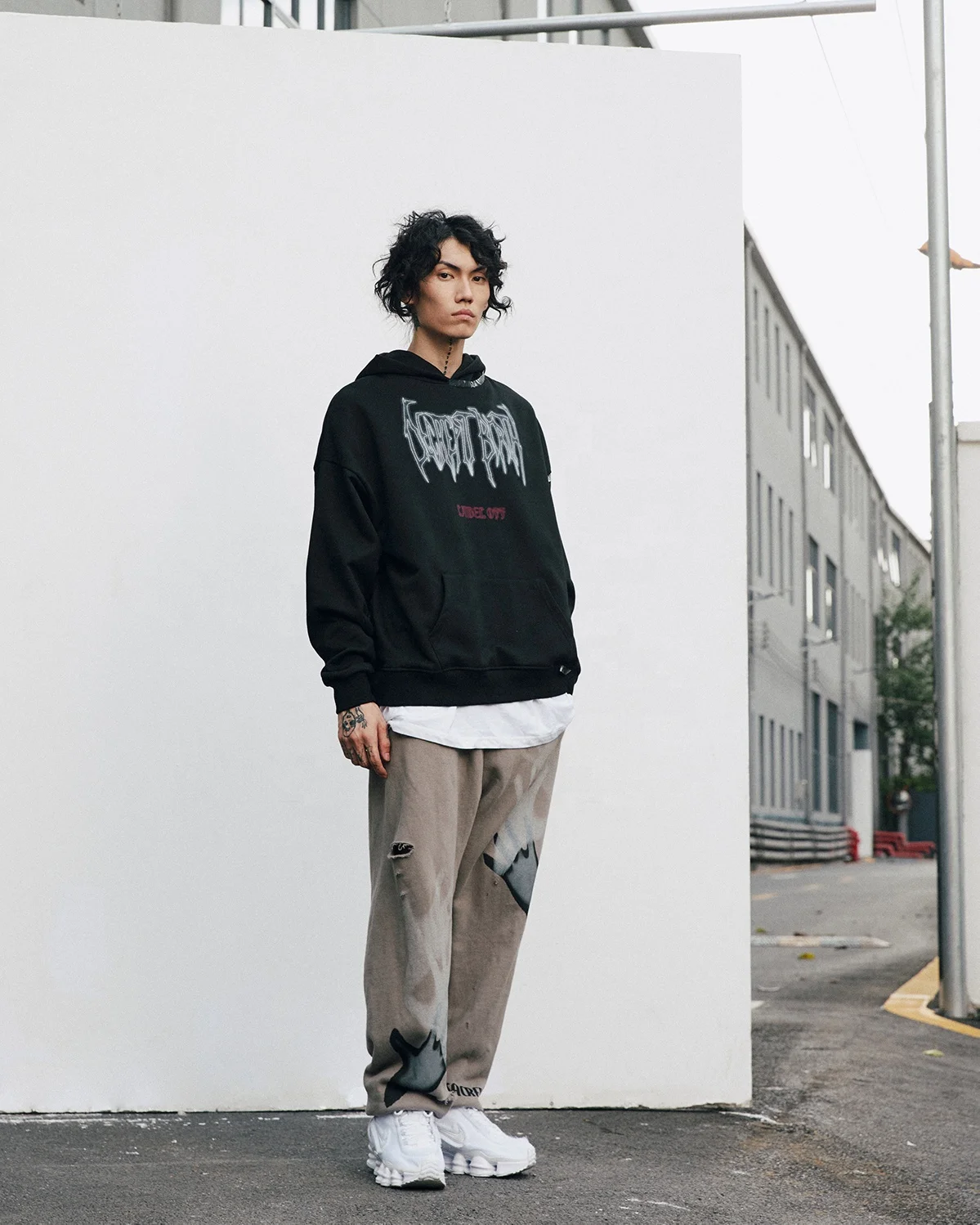 CURSIVE ENGLISH HOODIE High Quality Custom Logo 3d Puff Screen Print Mens Heavyweight Oversized Unisex Hoodies