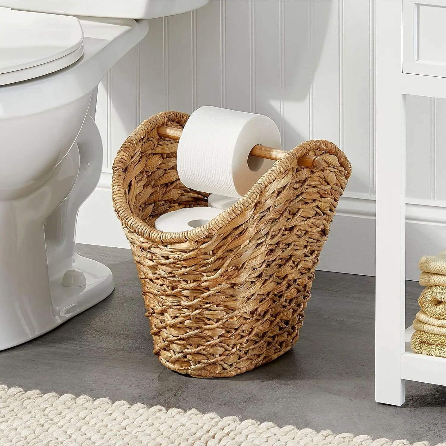 Toilet Paper Storage organizer Basket Lid Toilet Paper Organizer for Bathroom Free Standing Toilet Paper Holder with Storage