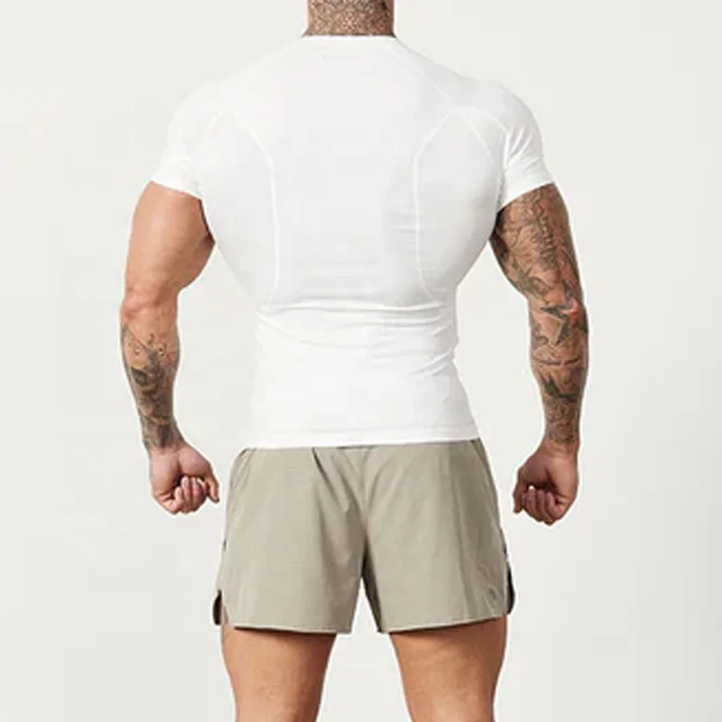 High Quality Custom Logo Sports Compression Short Sleeve Base Layer Four Way Stretch 100% Polyester 200 gsm T Shirt
