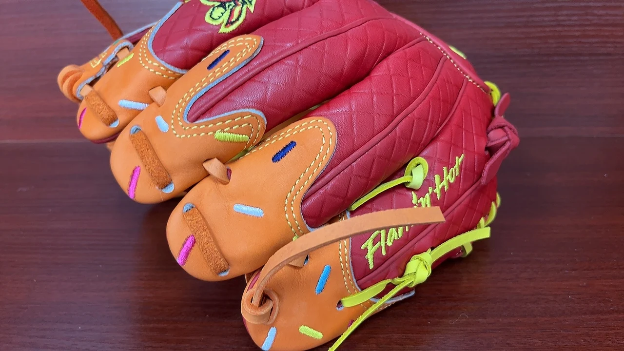 11.25 Inch Icecream Red and Orange Kip Leather Baseball Glove