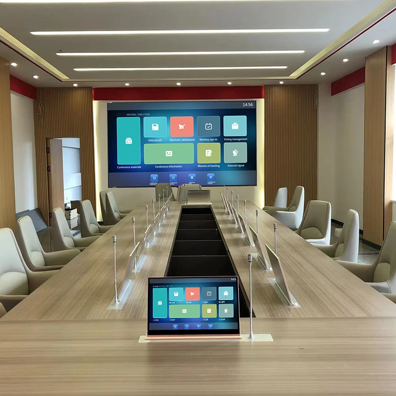 Modern 15.6 Inch Ultra-thin Screen Motorized Flip Up Desk LCD Monitor Lift For Office paperless conference system lcd lift