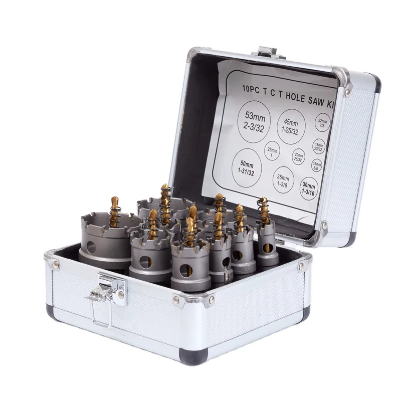 16-53mm 10pcs TCT Hole Saw Alloy Carbide Cobalt Steel Cutter drill bit set