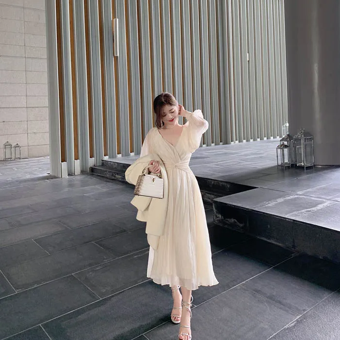 DY1199  New 2022  V Neck Long Sleeve Korean Dress Women Elegant Dresses Vestidos Clothing 9