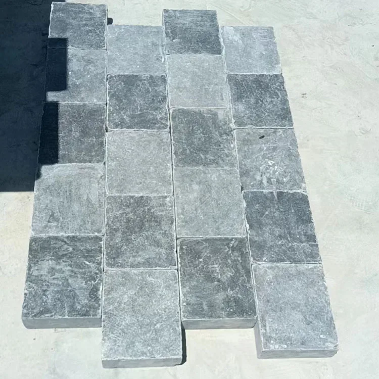 Popular Blue limestone Floor Tile Bluestone honed paver price French Pattern For Garden Paving