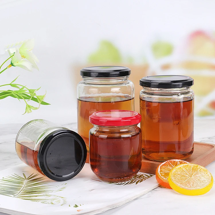High quality 240ml 8oz round glass jar for caviar jam pickles with airtight lid in stocked