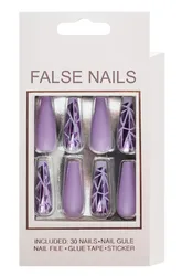 Искусственные ногти фиолетового цвета и лазерного дизайна, набор для маникюра в салоне