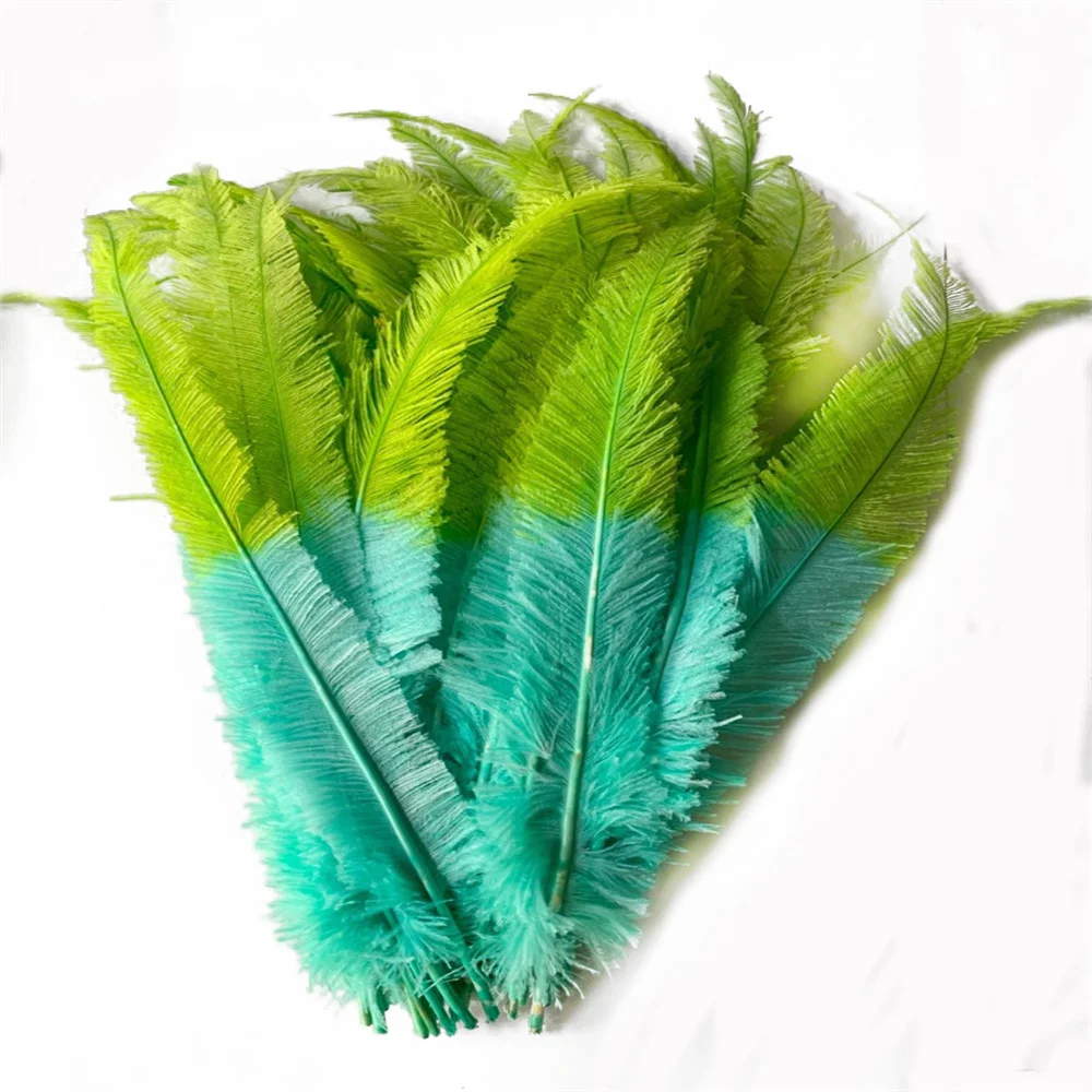Green Two Tone Nandu Ostrich Feathers for Party Home Wedding Decor DIY Craft Floral Hat Millinery Headwear Accessory