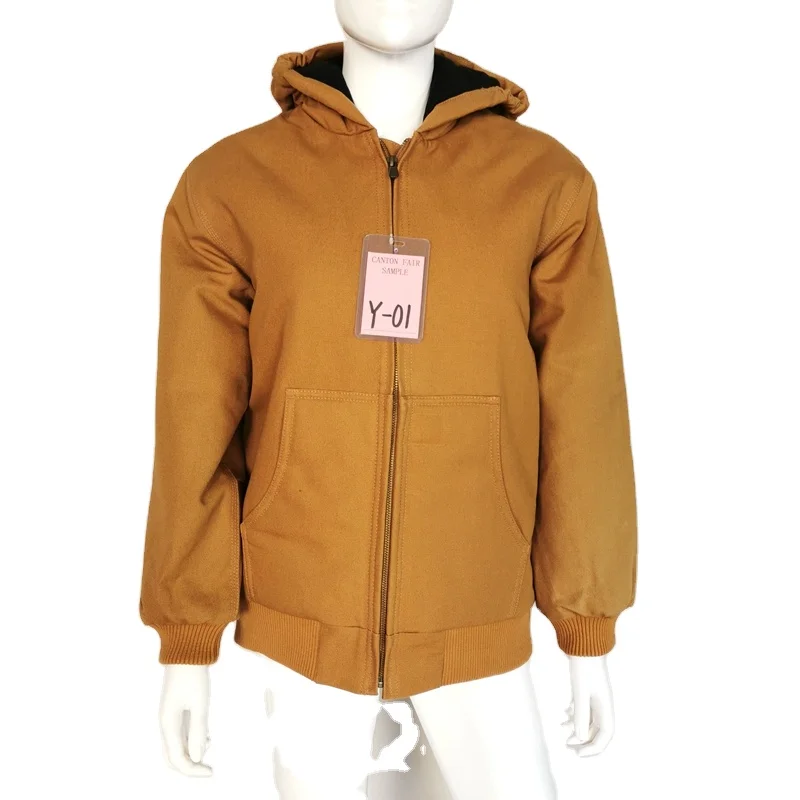 
OEM High Quality Plus Size Duck Canvas Fabric Heavy Duty Fleece Lined Padded Custom Canvas Winter Work Jacket 