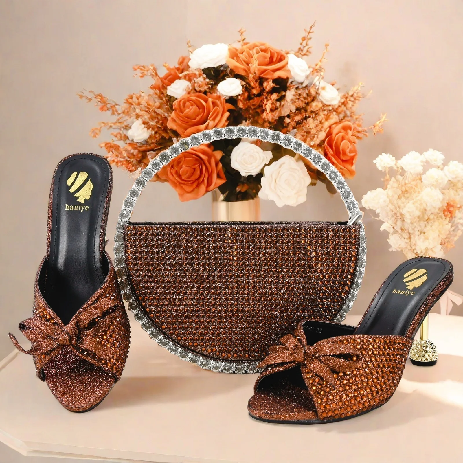 African Italian Party Nigerian Female Shoes Women Ladies Shoe And Bag Purple Set Matching Mature High Heel