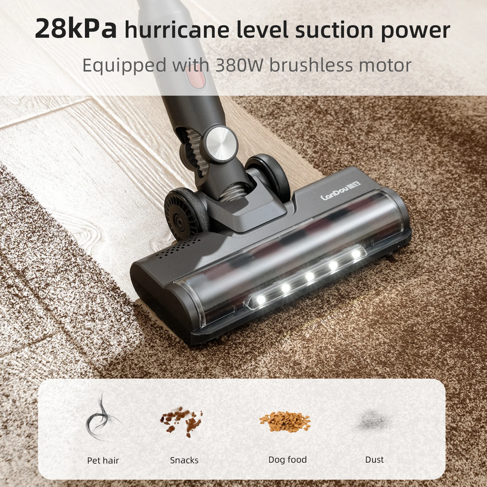 household dry strong suction cyclone 450w BLDC motor cordless handheld stick vacuum cleaner with screen and light
