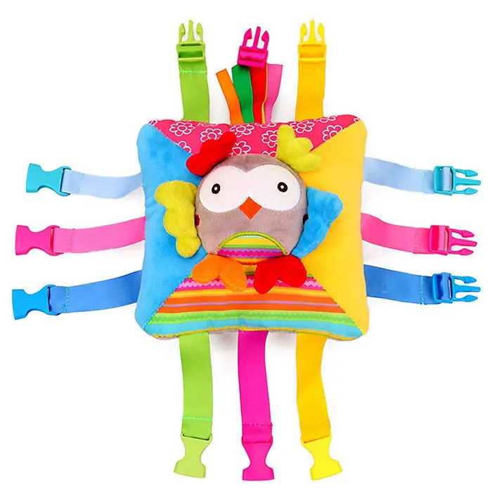 Fidget Buckle Sensory Activity Pillow Soft Toys for Baby Learning Fine Motor Skill Special Needs Autism Sensory Educational Toy