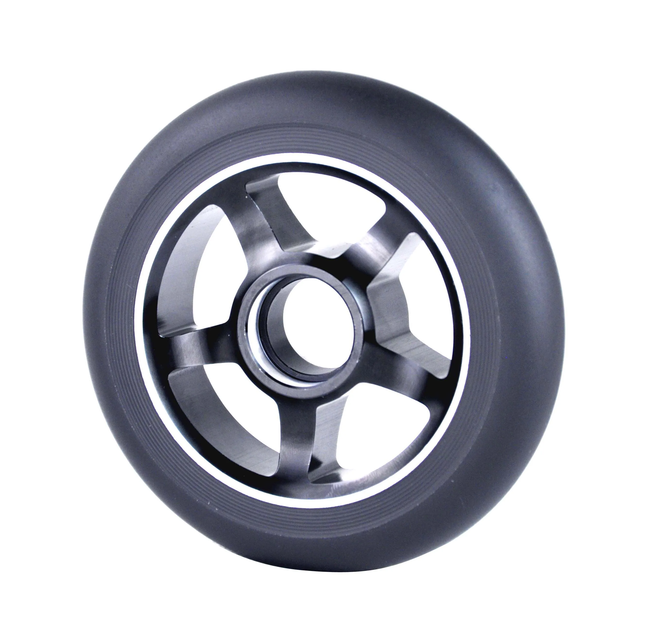 Source factory products 100X24mm Mute Double ball bearing Aluminum core scooter  high elasticity polyurethane caster