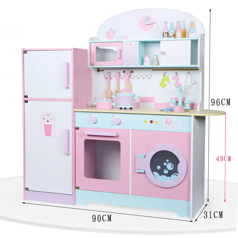 Japanese Children wooden Pretend Role play educational Pretend paly  kitchen with Fridge set toys for Kids WKT11-B