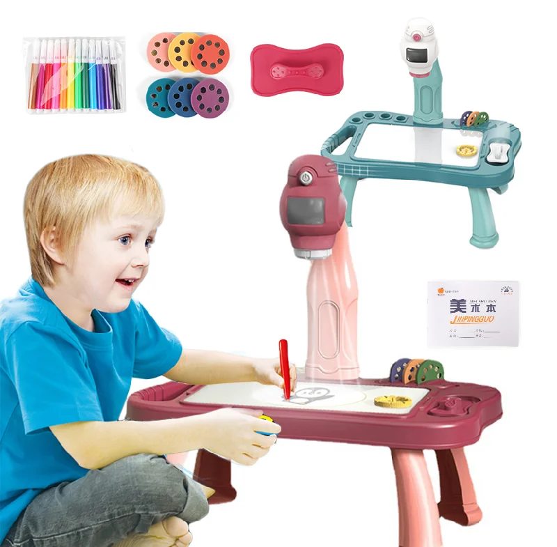 2022 Hot Popular Children Led Projector Art Drawing Table Toys Projection Learning Painting Board Desk For Kids