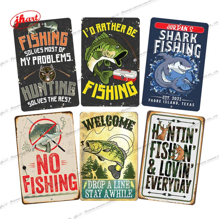 GONE FISHING DO NOT DISTURB Vintage metal sign indoor outdoor Living Room Wall Decor plaque hunting NO FISHING Funny tin sign