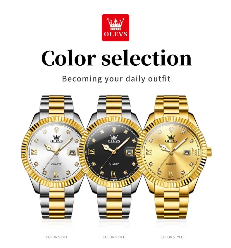 OLEVS 3623 accurate guangzhou men quartz watch hot sale steel strap water proof date display Simple business wrist watch