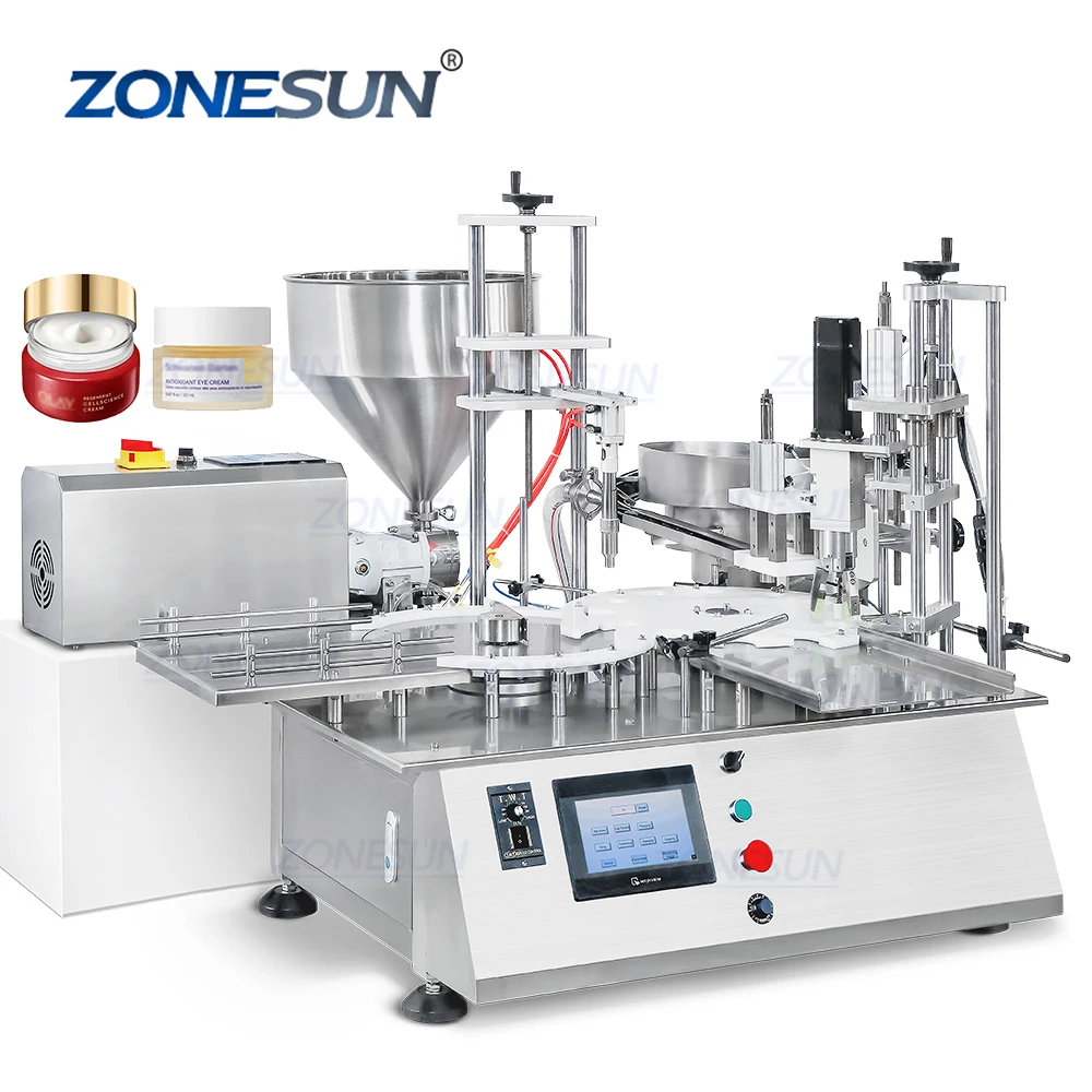 ZONESUN ZS-AFC19 Automatic Rotor  Pump Cosmetic Cream Ointment Filling Capping Machine Eye Cream Paste Filling Equipment
