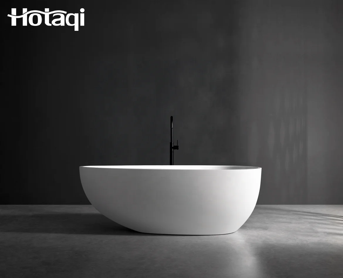 Simple Freestanding Acrylic Bathtub Simple Egg Shape Design for Hotel Apartment cUPC Spa Tub Factory