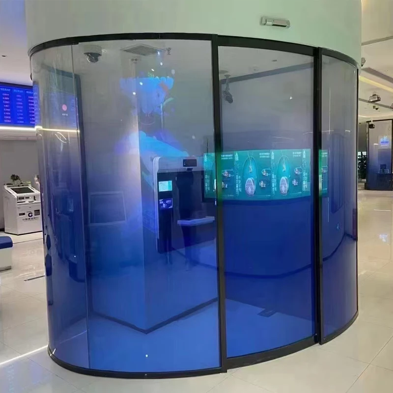 Hydrorelax Blue Gradient Curved Glass RoomSafety Tempered Laminated Glass for Shower Enclosures