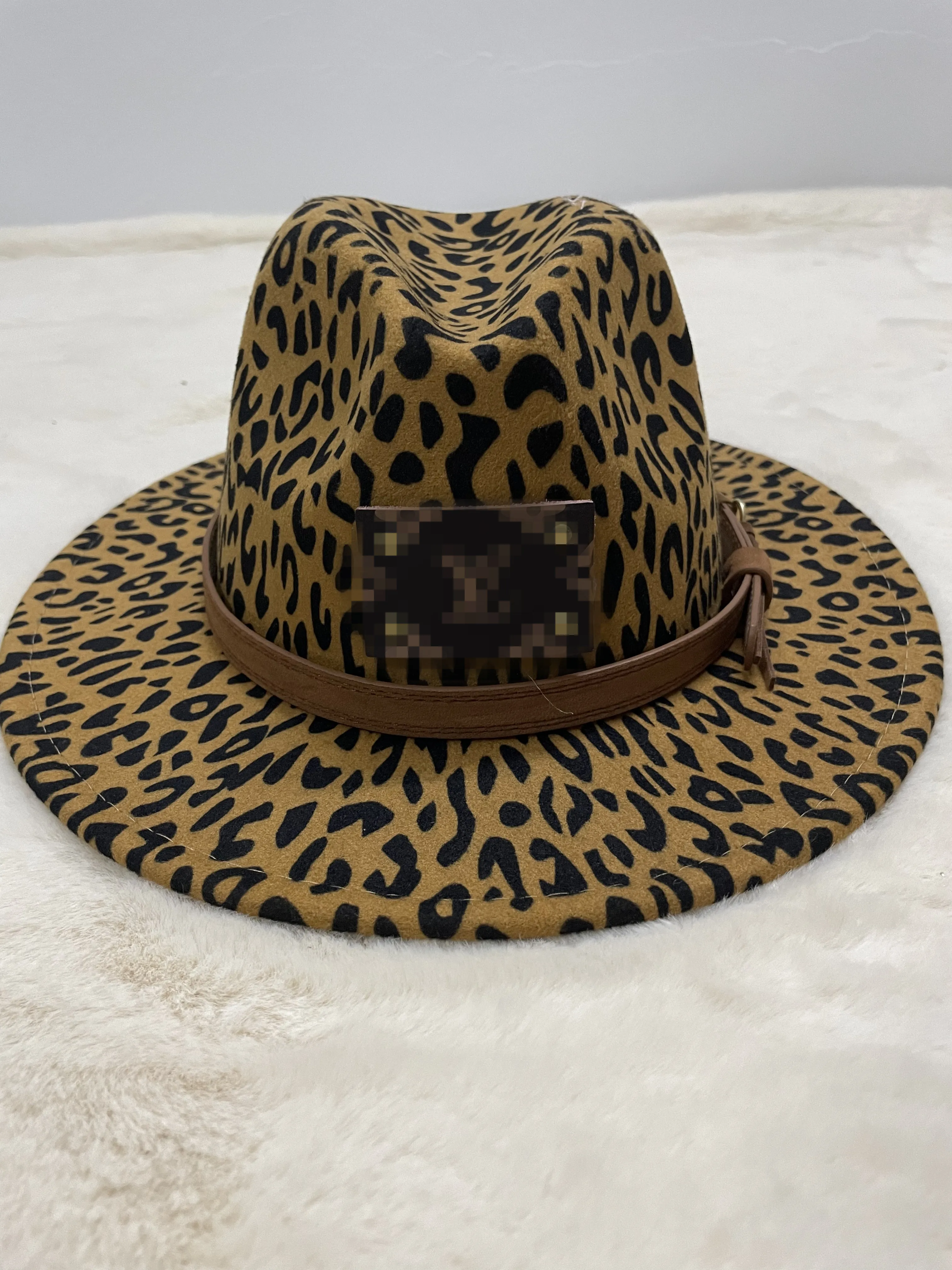 Новая Стильная осенне-зимняя Классическая джазовая шляпа с большими широкими полями и леопардовым принтом, мужская и женская шляпа, шляпы-федоры