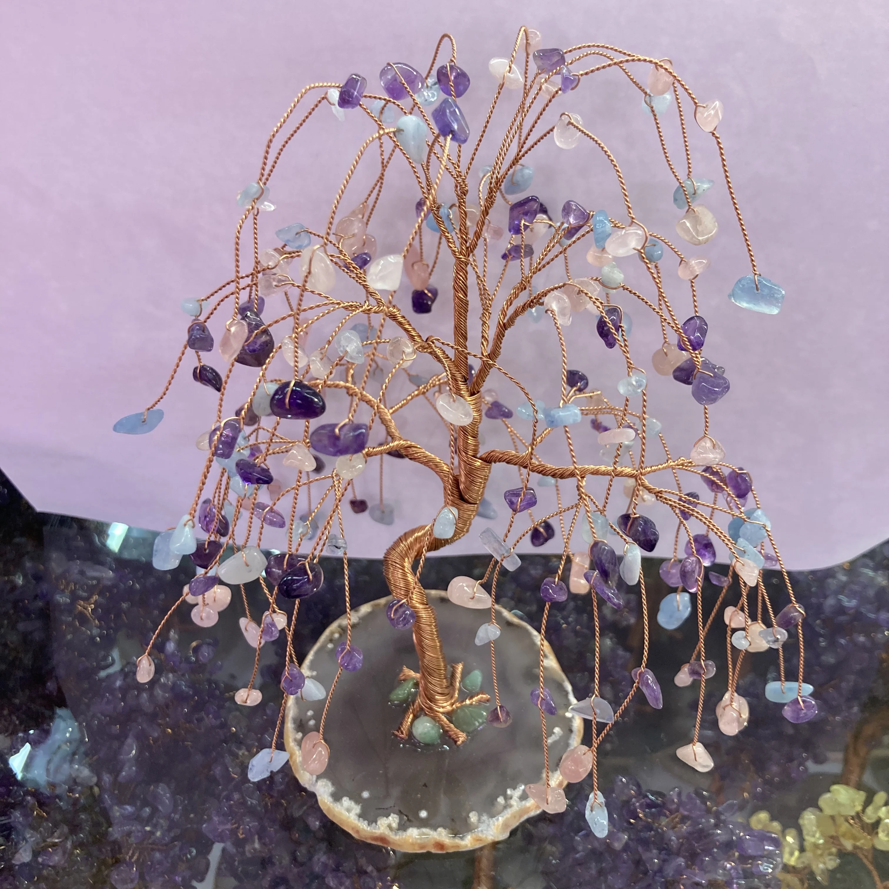 Natural gem money Lucky tree Christmas stone decoration natural art crystal craft