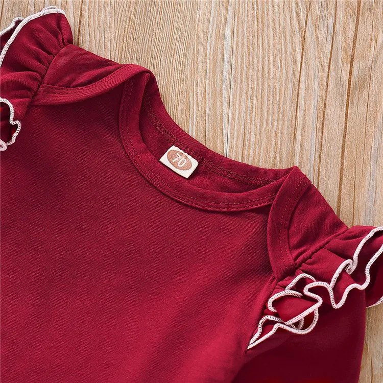 Baby Girl Boutique Clothing Sets Kids Outfit cute red top+ floral dress + hairband 3pcs Girls Clothing Set