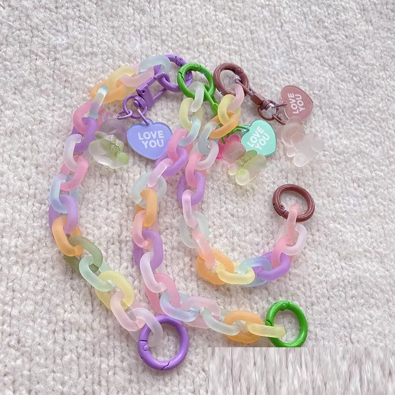 Cartoon Cute Bear Girly Frosted Soft Sweets Jelly Acrylic Resin Mobile Phone Case Bag Accessories Keychain