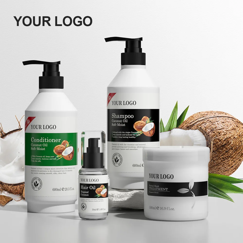 OEM Hair Care Kit Sulfate Free Natural Biotin Argan Oil Coconut Anti-Hair Loss Hair Growth Shampoo and Conditioner Product Set