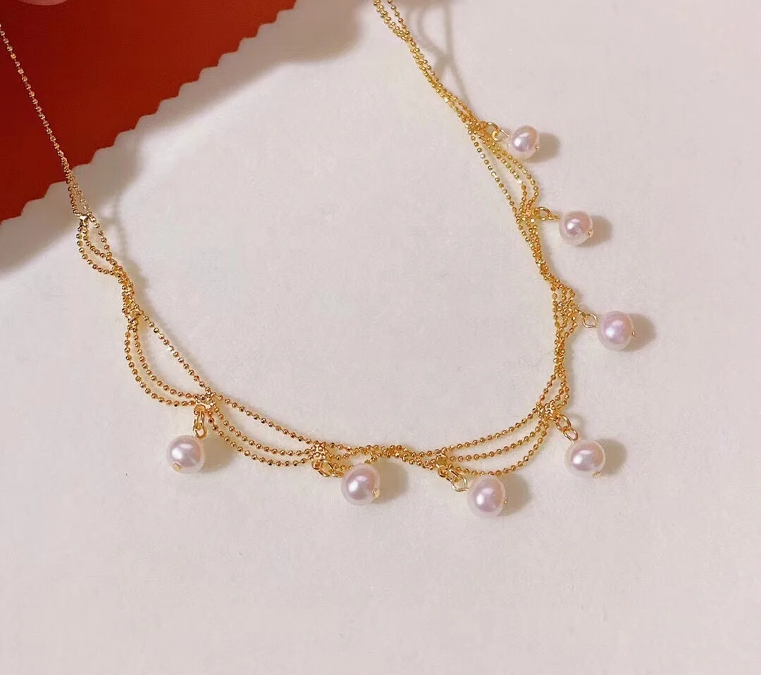  Haiyang 6-7mm Natural Freshwater Pearl Necklace for Women Lace Design Charm RomantiC Choker Fashion Jewelry