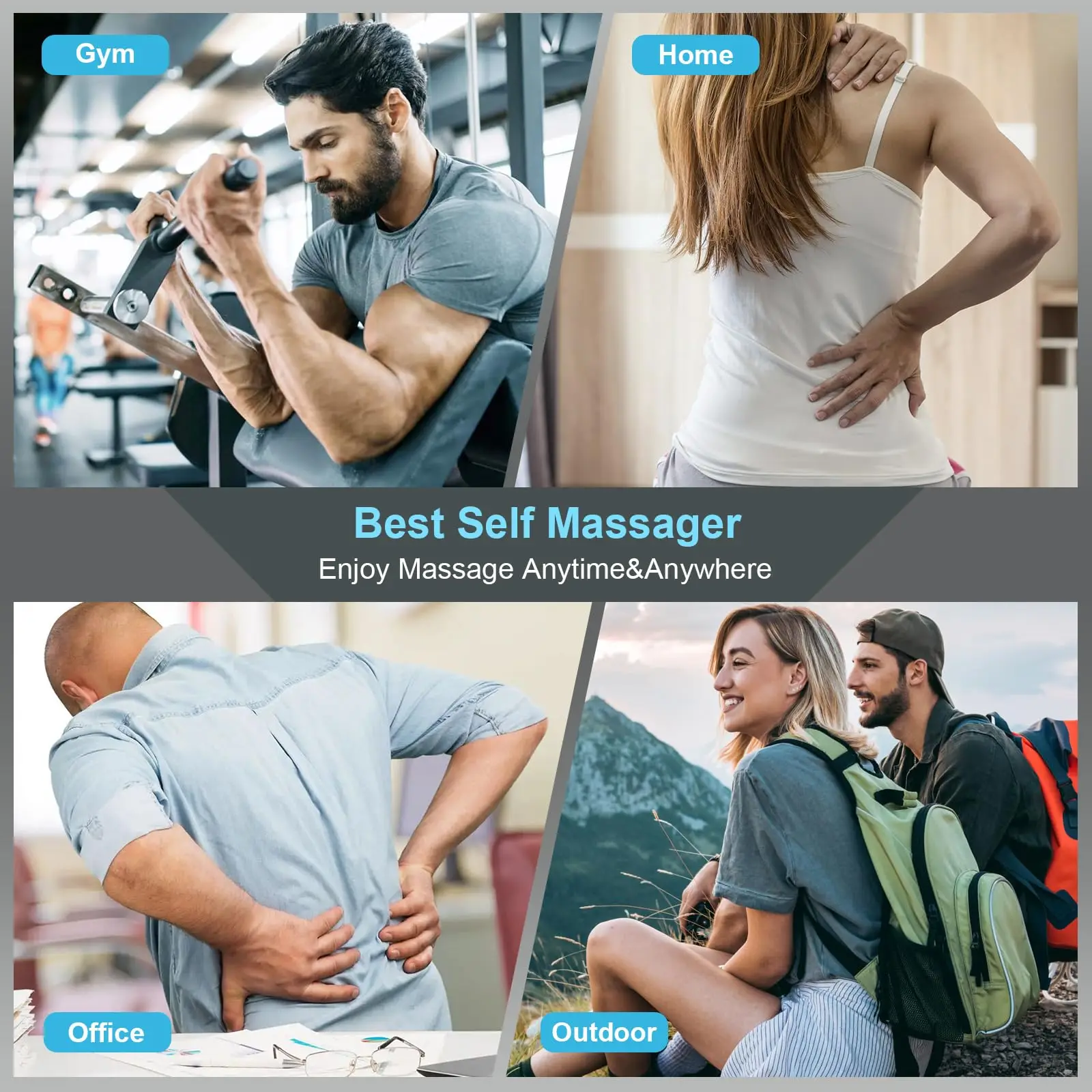 healthpal 4 head percussion neck deep tissue vibration body muscle mini massage gun deep tissue for pain relief deep tissue