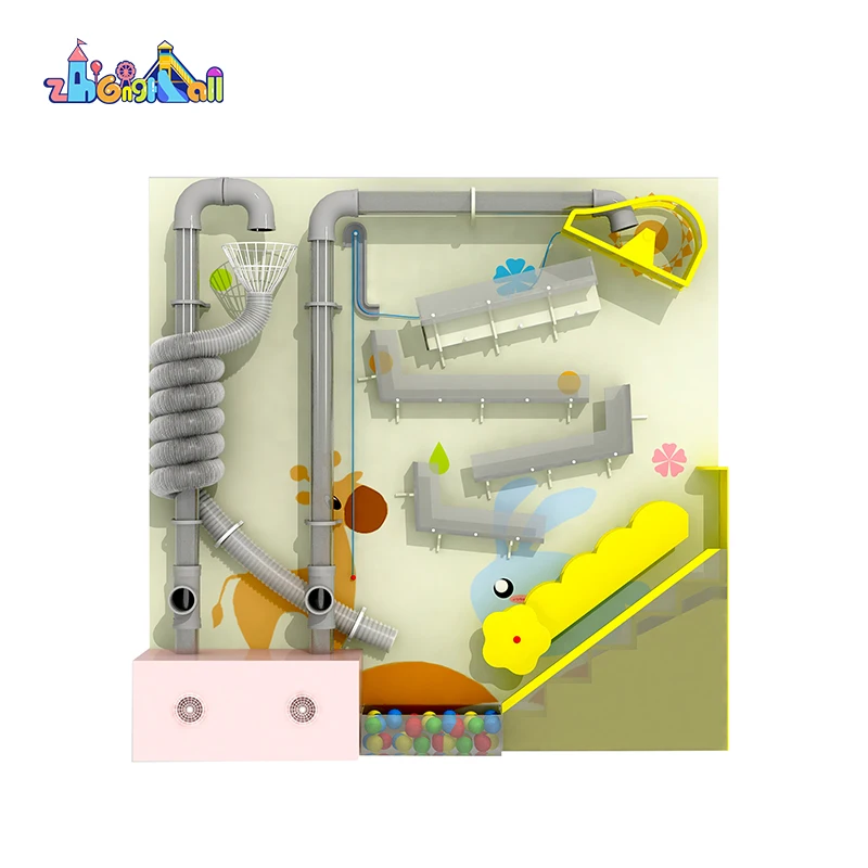 Shopping mall interactive game indoor playground equipment vacuum tube ball wall games for sale