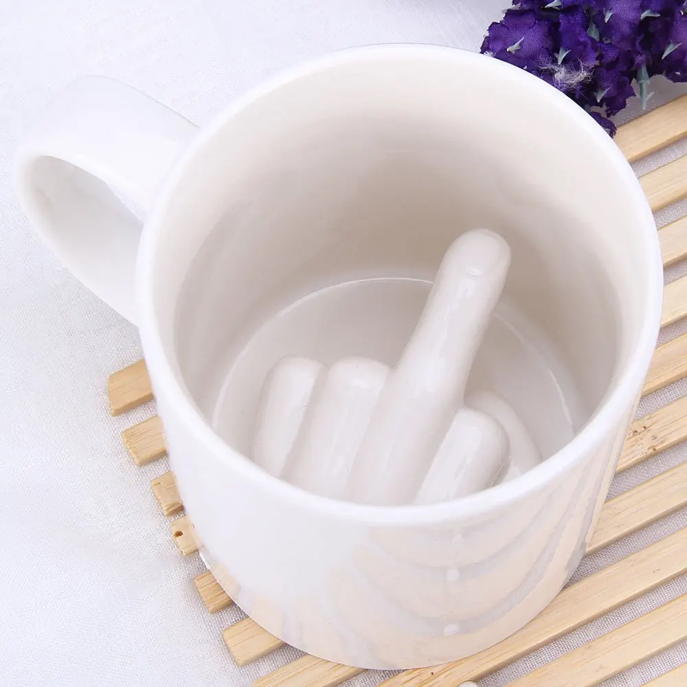 Creative Design Middle Finger Mug Sublank 11oz Sublimation White Beer Mug Custom Coffee Mugs